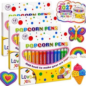 3D Magic Popcorn Pens, 12PCS Puffy Bubble Relief Art Pens for DIY Cards