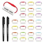 HVSWLY 100PCS Waterproof Shoe Name Tags,Water Bottles Labels,Name Tags for Daycare Items,Writable Name Labels for Kids Backpack,Shoes,Travel Luggage,School Supplies,with 2 Markers