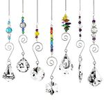 BKpearl 7 Pcs Crystals Sun Catcher, Hanging Suncatchers Beads Chain Sphere Chandelier Lamps Light Pendant for Christmas Day Wedding Plants Cars Window Décor