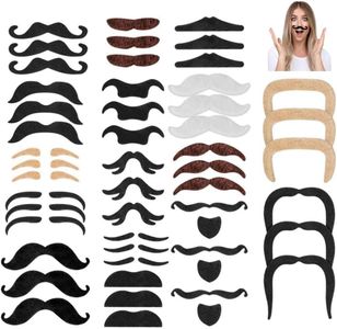 Nuluxi Fake Moustache Set, Self-Adhesive False Beards, Adhesive Beards, Moustache for Party and Christmas Party, Birthday Favours, Decorations, Costume, Masquerade Performance (48 Pieces)