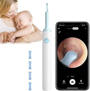 5.0MP Wireless Otoscope Earwax Removal Tool 1080P HD WiFi Ear Endoscope with 3-Axis Gyroscope For Android iOS Smartphone Tablet (white)