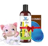 THE DDS STORE 2 Pack Best Grooming Offer For Dogs, Puppies & Pets - + 200 Milliliter Cat Dog Shampoo & Puppy Shampoo (Anti Tick & Flea (Lemon) (Shampoo + Bath Brush)