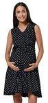 HAPPY MAMA Women's Maternity Sleeveless Wrap Summer Nursing Dress 078 (Black with Dots, UK 10, M)