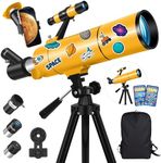MEEZAA Telescope for Adults Astronomy Professional, 80mm Aperture 500mm Portable Refractor Telescope for Beginners, Travel Astronomical Telescopes with Tripod, Stickers, Phone Adapter, Backpack