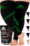 Mojo Compression Stockings 20-30mmHg Thigh Hi Leg Sleeve Graduated Support Socks Recovery for Calf & Quads - Black/Green Medium A609BG2