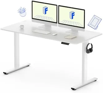 FLEXISPOT Electric White Standing Desk Whole Piece 55 x 28 Inch Desktop Adjustable Height Desk Home Office Computer Workstation Stand up Desk (White Frame + 55" White Top, 2 Packages)