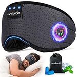 LC-dolida Bluetooth Sleep Mask Headphones for Women Men,100% Blackout 6A Ice Silk Deep Eye Mask Headphones Can Play 14 Hours,Sleep Aids for Adults Eye Covers with Travel Bag & 2 Sleep Earplugs