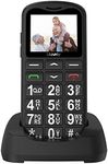 ukuu Big Button Mobile Phone for Elderly Easy to Use Basic Mobile Phone SIM Free Unlocked Senior Mobile Phone with SOS Button, Speed Dial, 800mAh, Bluetooth and Charging Dock-Black