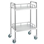 VEVOR Lab Rolling Cart, 2-Shelf Stainless Steel Rolling Cart, Lab Serving Cart with Swivel Casters, Dental Utility Cart for Clinic, Lab, Hospital, Salon, 15.16"x21.57"x34.06"