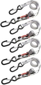 Master Lock 3062EURDAT Cinchas de Amarre con Trinquete y Ganchos, Envase de 4, Gris, 1.80 m x 25 mm