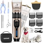 Gooad Dog Clippers,Professional Dog Grooming Kit,Cordless Dog Grooming Clippers For Thick Coats,Dog Hair Trimmer,Low Noise Dog Shaver Clippers,Quiet Pet Hair Clippers Tools For Dogs Cats,Gold