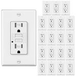 ELECTECK 20 Pack GFCI Outlets 15 Amp, Tamper Resistant (TR), Decor GFI Receptacles with LED Indicator, Ground Fault Circuit Interrupter, Decorative Wallplate Included, ETL Certified, White