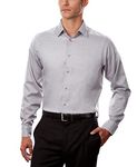 Calvin Klein Men's Dress Shirt Regular Fit Non Iron Stretch Solid, Ash, 17.5" Neck 36"-37" Sleeve