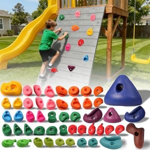 NEATATOU 50 PCS Rock Climbing Holds for Kids,Rock Climbing Wall Grips Climbing Rocks Wall Kit for Indoor and Outdoor Playground Play Set with Hardware