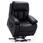 More4Homes CHESTER DUAL MOTOR ELECTRIC RISER RECLINER ARMCHAIR MOBILITY BONDED LEATHER MASSAGE HEATED CHAIR (Black)