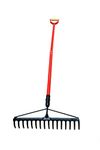 Jappy Agro Leaf Rake for Gardening - 15 in Wide Small Garden Rake for Leaves,16 Tines Metal Shrub Rake, Adjustable Handle -Yard Rake for Grass,Mulch - Rakes for Lawns Heavy Duty - Portable for Camping