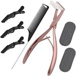 NEWISHTOOL Tape in Hair Extension Tools Kit, Stainless Steel Hair Sealing Pliers Fine Tail Comb Hair Clips & Hair Pads for Human Hair Extension Tape Sealing, Pink Flat Surface Taping Clamp Plier