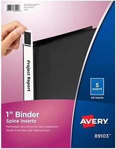 Avery Binder Spine Inserts, for 1 Inch Ring Binders with 1.4" Spine Width, 40 Cardstock View Binder Spine ID Inserts (89103)