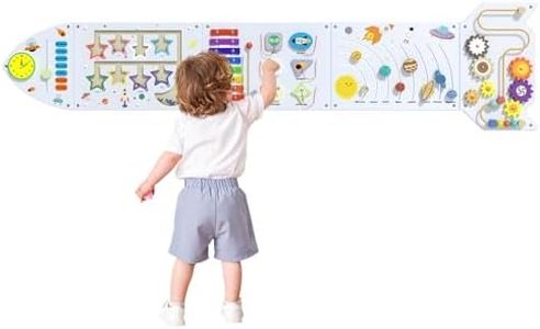 nigwet Rocket Sensory Wall Panel for Kids - Montessori Toddler Activity Board, Busy Board Panels, Wall Toys for Toddlers 3, Activity Cube, White Grey