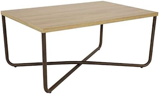 Sunnydaze 16-Inch H Industrial Coffee Table with Cross Legs - MDP Tabletop with Powder-Coated Steel Frame and PVC Feet