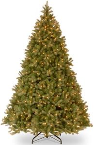 National Tree Company Pre-lit 'Feel Real' Artificial Giant Downswept Christmas Tree, Green, Douglas Fir, White Lights, Includes Stand, 10 feet