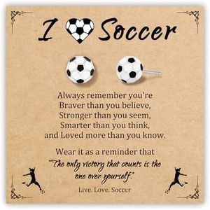PEALICIOUS Soccer Earrings for Women, Cute Soccer Gifts for Girls with Exquisite Card, Hypoallergenic Sports Earrings as Sports Mom Essentials for Fans Daughter Friends Game Day Gifts