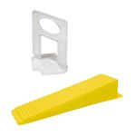 Reyal Premium Tile Leveling Spacer 1 mm to 5 mm CLIP (Pack of 50) Tile Leveler Tile Spacers Leveling System for Wall and Floor (1 MM CLIPS AND WEDGE SET, 100)