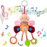 Baby Pram Pushchair Toys Newborn Sensory Toy for Babies Soft Plush Early Development Stroller Car Toys Hanging Activity Toy with Teether Clip on Pushchair Handbells Baby Rattles Toys for Girls Boys