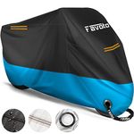 Favoto Updated Version Motorbike Cover 210D Waterproof Motorcycle Cover UV Protection Bird Droppings Heat-Resistant Outdoor Protection 86.6 x 41x 50 inch with 2 Windproof Buckles