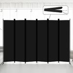 Kokorona 6 Panel Room Divider, 6FT Tall Folding Privacy Screen Wall Dividers, Portable Privacy Screen Freestanding Room Divider for Room Separation, Included - Cover Strips, 120''W x 72''H, Black