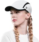 GADIEMKENSD Women's Foldable Light Cap Quick Dry Ultra-Thin Unstructured Tech Running Hat Reflective UPF 50+ Baseball Caps Cooling Ponytail Hats Fitted for Beach Tennis Travel Hiking Golf White