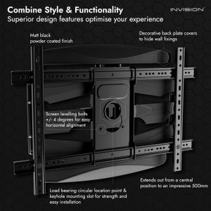 Invision Ultra Strong TV Wall Bracket – Double Arm Tilt & Swivel, 37-75"
