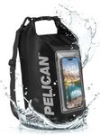 Pelican Marine IP68 Waterproof Dry Bag 5L - Roll Top Waterproof Backpack w/Phone Case/Pouch - Boating & Kayak Accessories - Essentials for Camping Swimming Beach Fishing Rafting Travel - Black