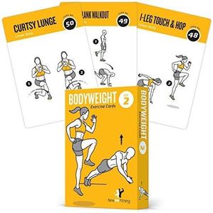 Exercise Cards BODYWEIGHT - Home Gym Workout Personal Trainer Fitness Program Guide Tones Core Ab Legs Glutes Chest Biceps Total Upper Body Workouts Calisthenics Training Routine, 3.5"x5"