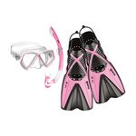 Mares Girl Set X-One Pirate Diving Mask, Snorkel & Fins - Pink, S