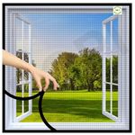 POPI Pre-Stitched Mosquito Net, FiberGlass Screen for Windows, Doors, Balconies with Fastener Hook Tape Attached on Borders - Grey - 130cm x 130cm