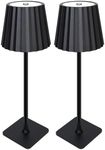 Mr.white 2 Pack Cordless Table Lamp,Touch Rechargeable LED Desk Lamp,Portable Battery Operated Powered Lights,for Restaurant/Bars/Outdoor Party/Camping/Coffee Shop/Shower/Patio Night Light (Black-2)