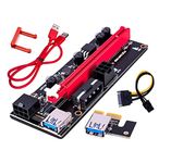 Pi+®(PiPlus®) 009S 4-Capacitor GPU Riser Adapter PCIE X1 to X16 Extender PCI-E Express Riser Cable for Bitcoin Litecoin ETH Coin Mining