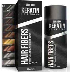 CONFIERR Keratin Hair Fibers for Men & Women - Fill In Fine or Thinning Hair, Instantly Thicker, Fuller Looking Hair (Black 30g)