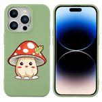 JOYLAND Cute Mushroom Phone Case for iPhone 12/12 Pro,Kawaii Funny Print Green Liquid Silicone Case Soft Shockproof Protective Cover with Soft Microfiber Lining for iPhone 12/12 Pro