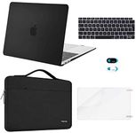 MOSISO Compatible with MacBook Air 13 inch Case 2021 2020 2019 2018 M1 A2337/2179/1932, Hard Shell for MacBook Air M1 Case 13.3 inch &Bag&Keyboard Skin&Webcam Cover&Screen Protector, Black