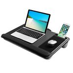 Lightweight Lap Desk Laptop Tray with Pillow Cushion, Lap Stand with Built-in Mouse Pad/Wrist Rest/Phone Slot, Laptop Size up to 17 Inches, For Sofa and Bed