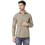 ROOKIES Men's Comfortable and Stylish Slim-Fit Cotton Spandex Solid Casual Shirt (RJS1962C-M)