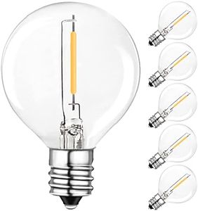 BRIMAX E12 Edison Screw Bulb,G40 LED Bulbs Outdoor,1W E12 Led Globe G40 Bulbs,10W Equivalent, 2200k Warm White, Non-Dimmable,G40 LED Replacement Bulbs for Festoon Lights Outdoor, 6 Pack