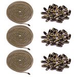 Swpeet 3Pcs Bronze 120" Metal Ceiling Fan Pull Chain Extension with 90Pcs Matching Connectors Kit, Durable & Strong Bearing Rust Proof 3mm Beaded Extension Chains for Ceiling Fan or Light