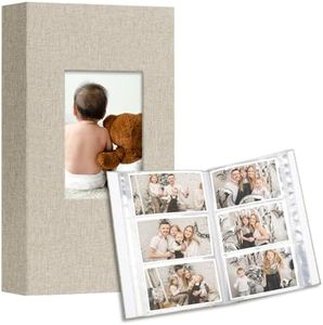 Vienrose Photo Album 4x6 holds 600 Photos 2 Pack, Baby Photo Album Linen Cover Memory Book for Gifts Wedding Family, Beige