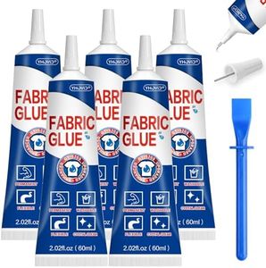 5x60ML Fabric Glue for Clothing Permanent Washable, Liquid Stitch Fabric Adhesive, Anti-Fray Check, Super No-Sew Clear Fusion Glue for All Patches, 24 Hour Dry and Waterproof