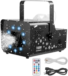 VEVOR 1500W Snow Machine with RGB DMX512 Signal Control, 9 LED Lights, Wireless Remote, High Output Snowflake Machine with 5L Tank, Portable DJ Stage Snow Maker for Christmas Parties Stage Effects