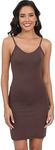 EaseWay Women's Basic Adjustable Spaghetti Strap Cami Under Mini Dress Brown