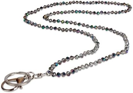 SPUNKYsoul Pretty Cute Colored Necklace Beaded Lanyard for id badge key keychain with Beads for Women and Teachers (Prismatic Harmony Multi-Color)
